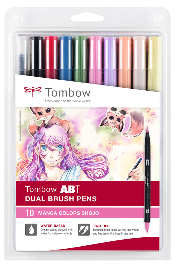 Pochette de 10 Feutres dual brush pen ABT "Manga Shojo"
