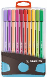 Etui Colorparade grise/bleue de 20 feutres de dessin pointe moyenne STABILO Pen 68 assortis