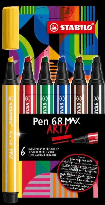 Pochette de 6 feutres pointe biseautée Pen 68 MAX ARTY