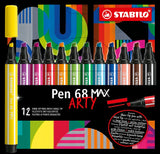 Pochette de 12 feutres pointe biseautée Pen 68 MAX ARTY