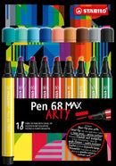 Pochette de 18 feutres pointe biseautée Pen 68 MAX ARTY