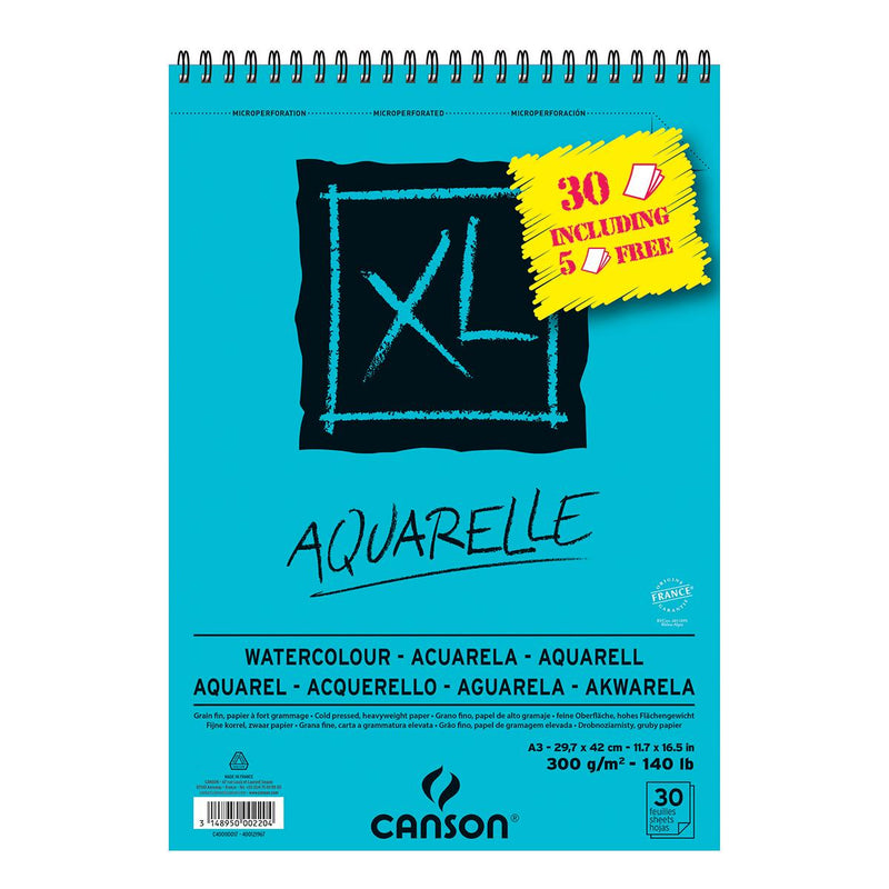 Album spiralé XL Aquarelle 25 feuilles + 5 gratuites-300g/m²