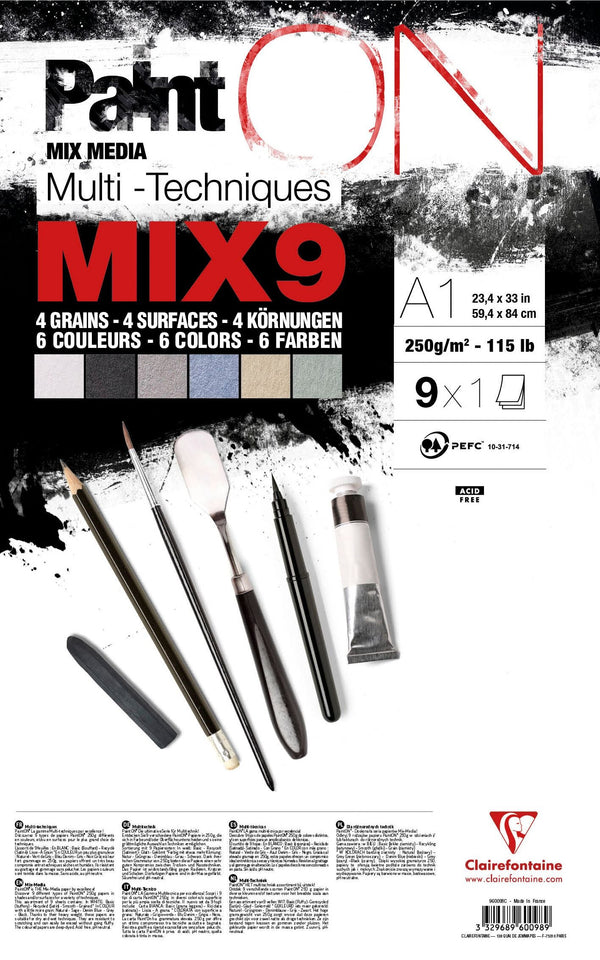 Bloc papier Paint On Mix9 - coloré - A1 - 250g - 9 feuilles