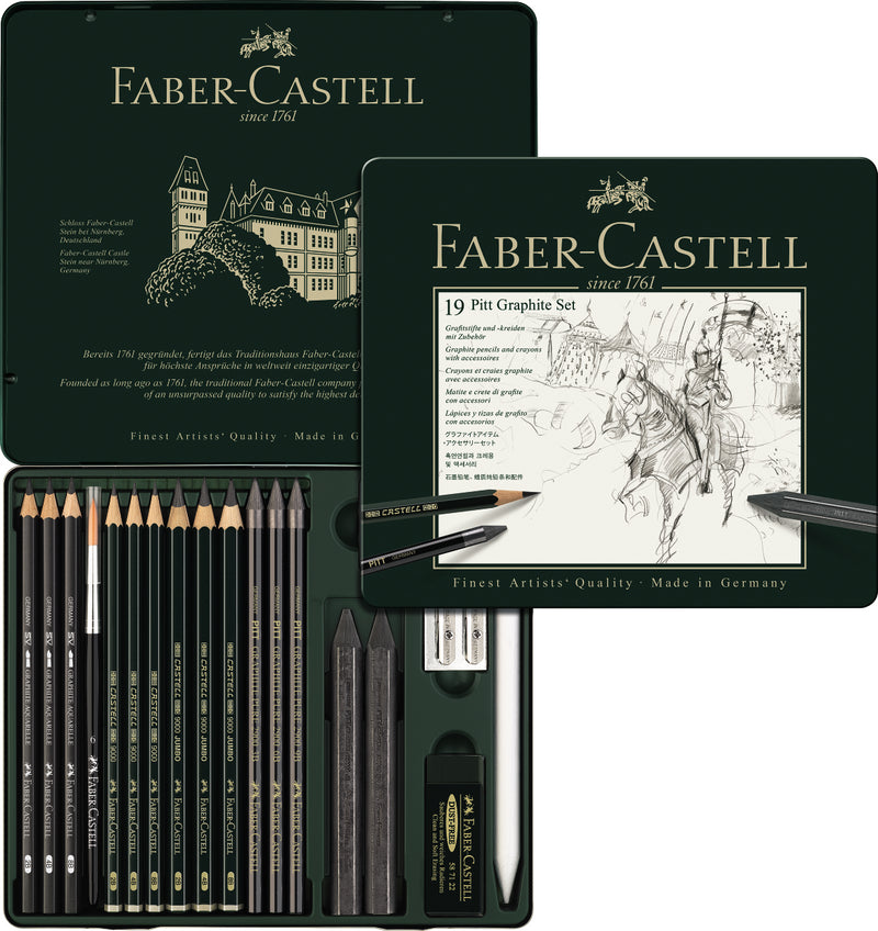 Set de 19 crayons fusains PITT Graphite - Faber Castell