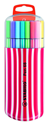 Etui Zebrui de 20 feutres de dessin pointe moyenne STABILO Pen 68 décor pack framboise