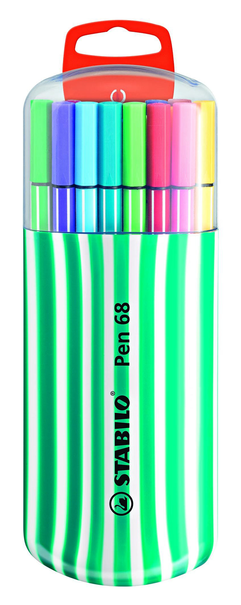 Etui Zebrui de 20 feutres de dessin pointe moyenne STABILO Pen 68 décor pack turquoise