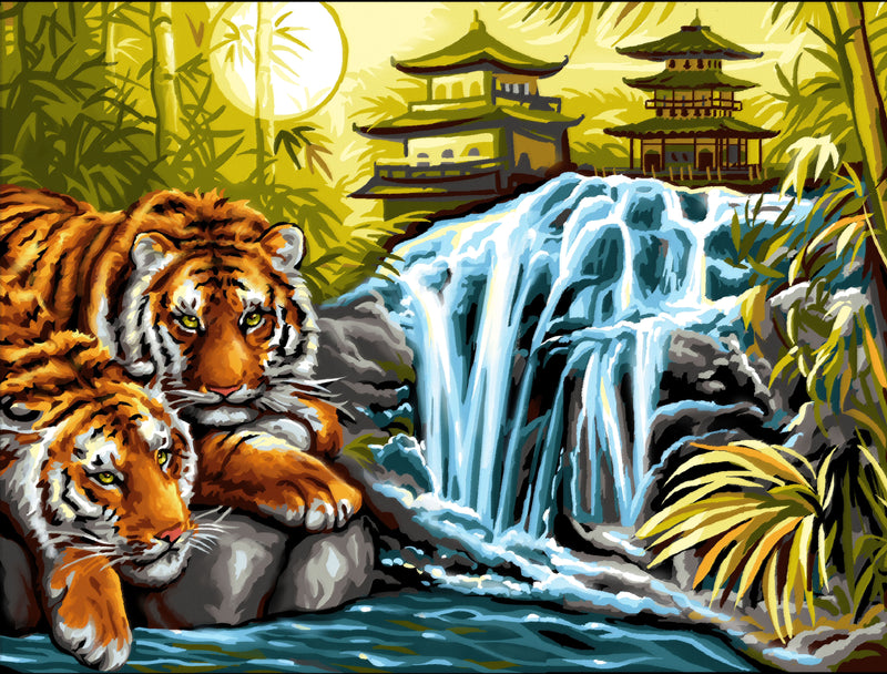 Etudes du tigre au pastel sec et à l'eau 