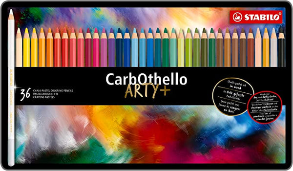 Boîte métal de 36 crayons de couleur fusain pastel CarbOthello ARTY+