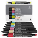 Marqueur Promarker Brush assortiment 6 tons moyens