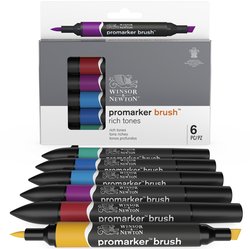 Marqueur Promarker Brush assortiment 6 tons riches