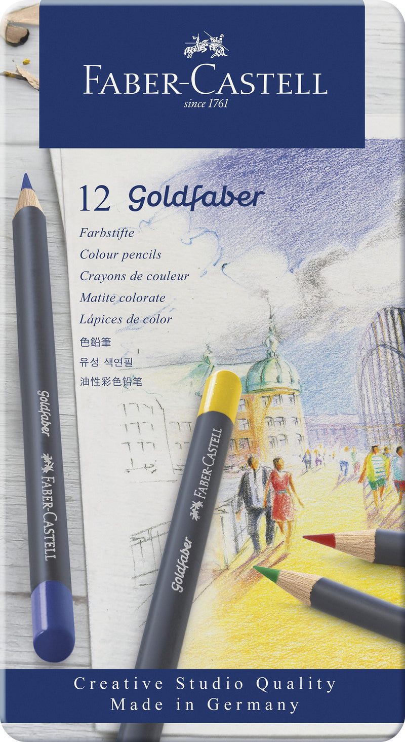 Boîte métal de 12 crayons de couleur Goldfaber