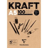 Bloc kraft brun encollé 100 feuilles 90g A5