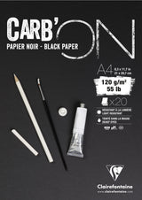 Bloc carbon encollé & spiralé 20 feuilles 120g