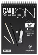 Bloc carbon encollé & spiralé 20 feuilles 120g