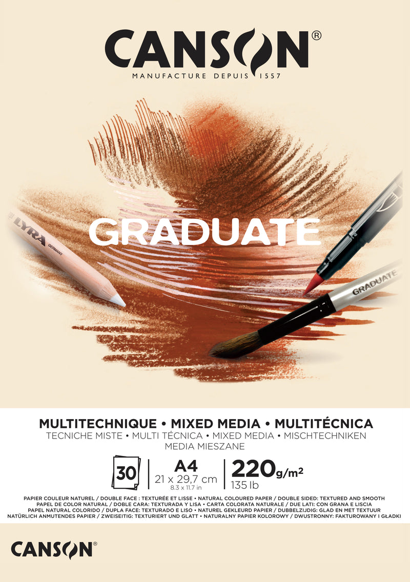 Bloc Garduate Mix Media Papier Naturel - 30 Feuilles