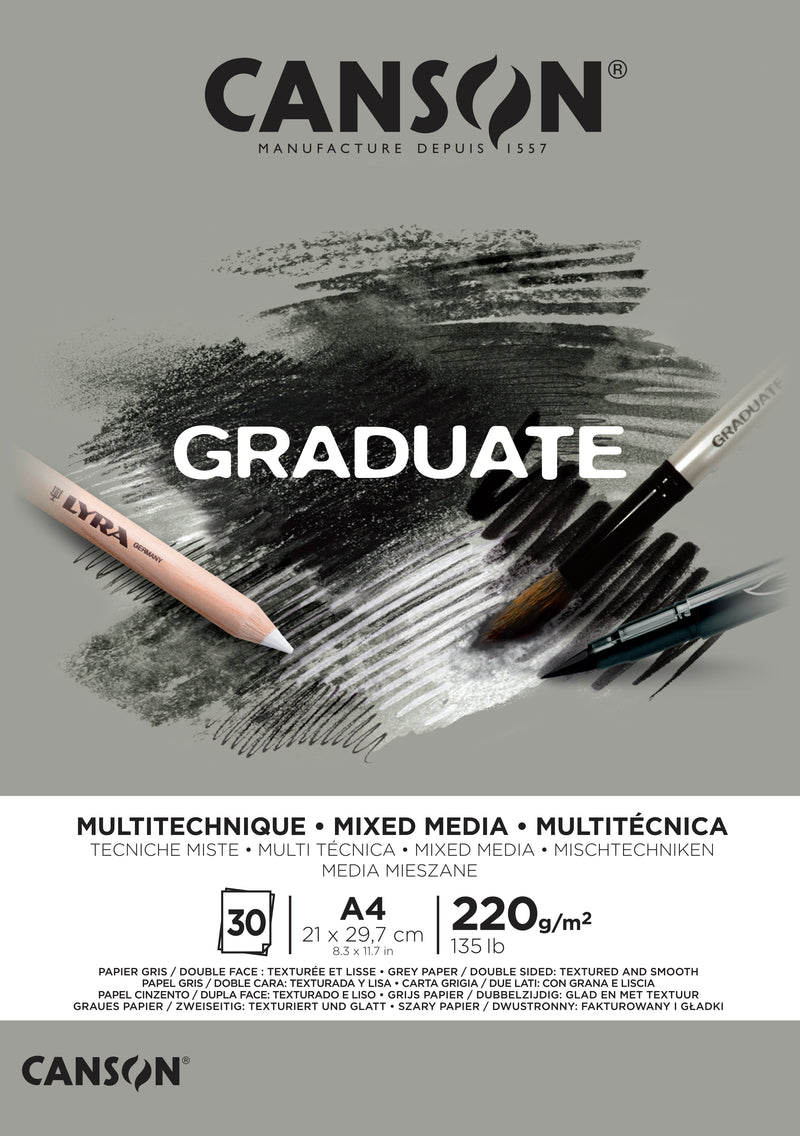 Bloc Mix Media Papier Gris Graduate