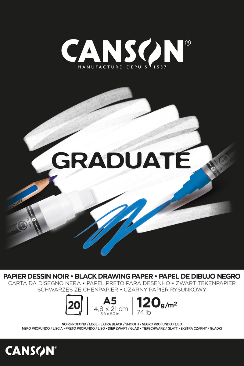 Bloc Dessin Graduate Papier Noir - 20 FEUILLES