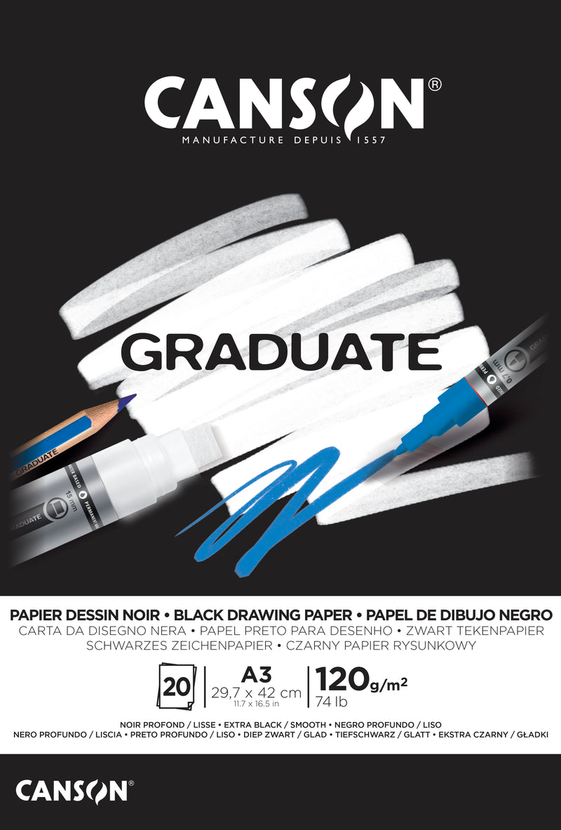 Bloc Dessin Graduate Papier Noir - 20 FEUILLES