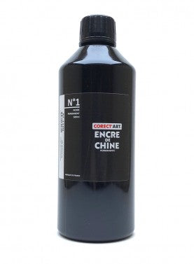 Encre de Chine Corect'Art noire en flacon de 250, 500 ml ou 1L