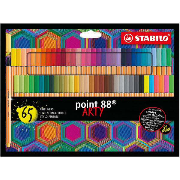 Pochette de 65 stylos-feutres pointe fine STABILO point 88 ARTY